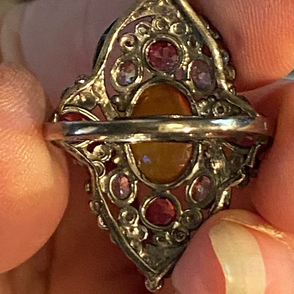 NWOT 5.50 CTW STUNNING NATURAL OPAL , TANZANITE, RUBY AND GENUINE DIAMONDS RING - Picture 5 of 13